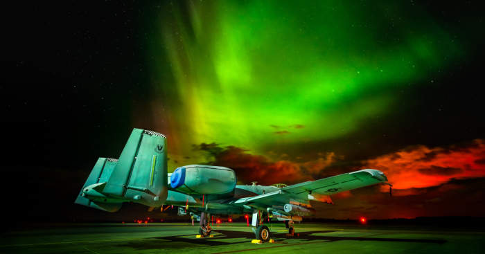 A-10 Warthogs Under The Aurora Borealis In Estonia