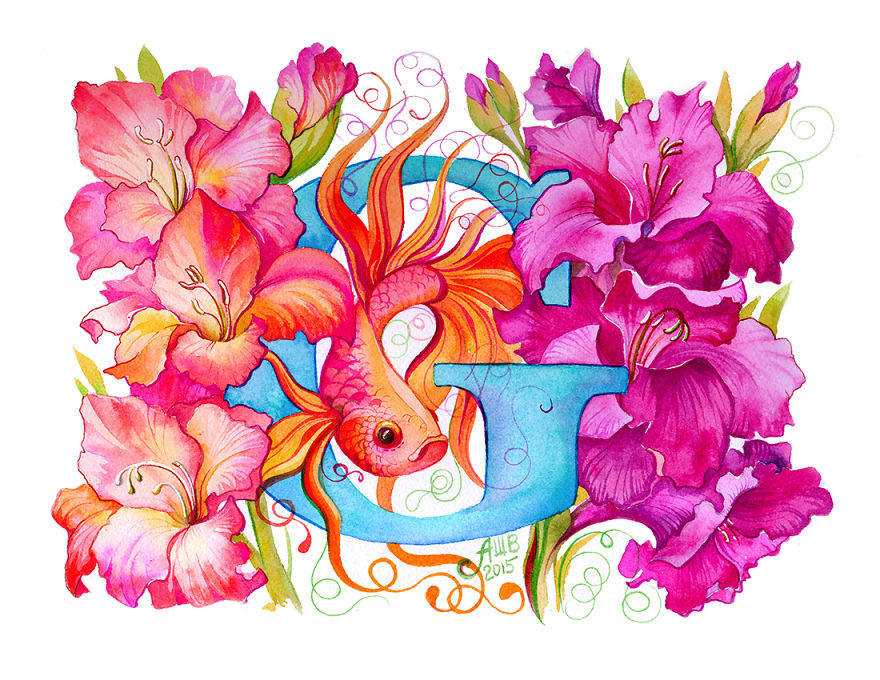 Flower Alphabet That I Drew For My 1-Year-Old Son