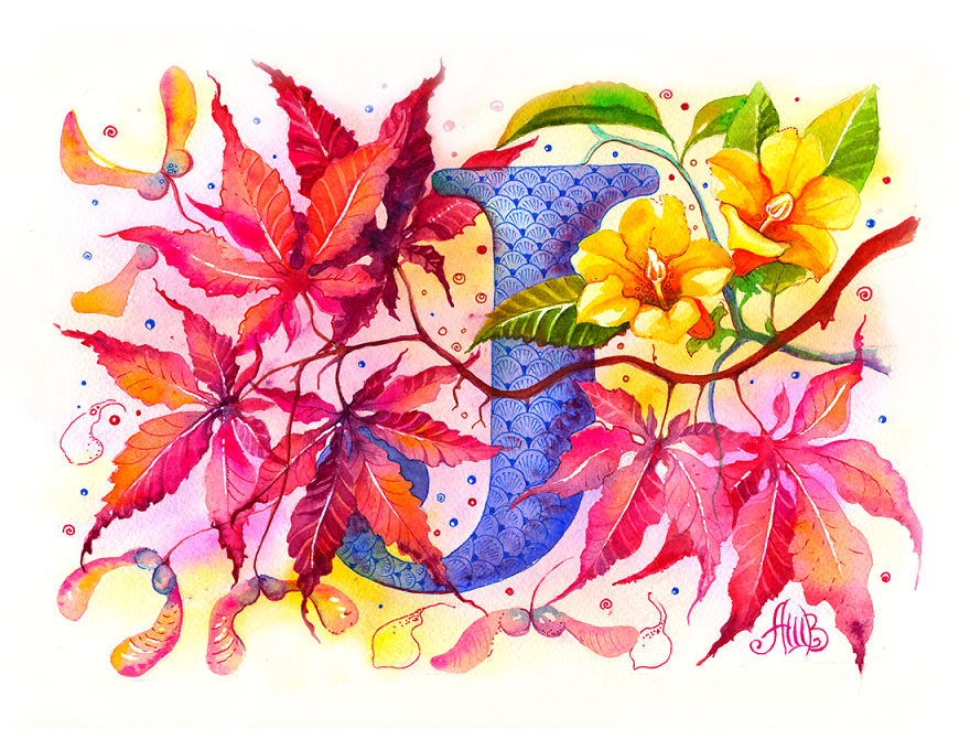 Flower Alphabet That I Drew For My 1-Year-Old Son