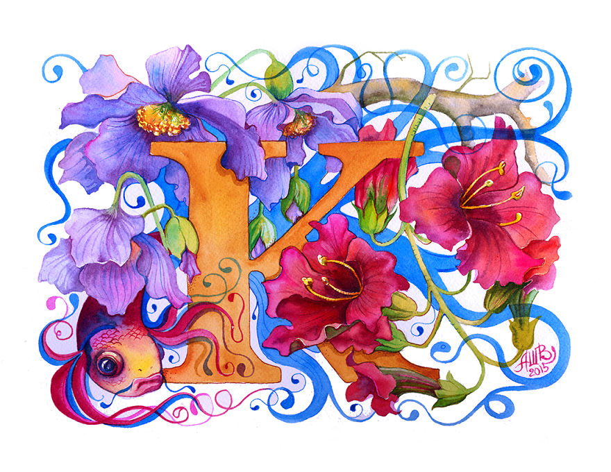 Flower Alphabet That I Drew For My 1-Year-Old Son