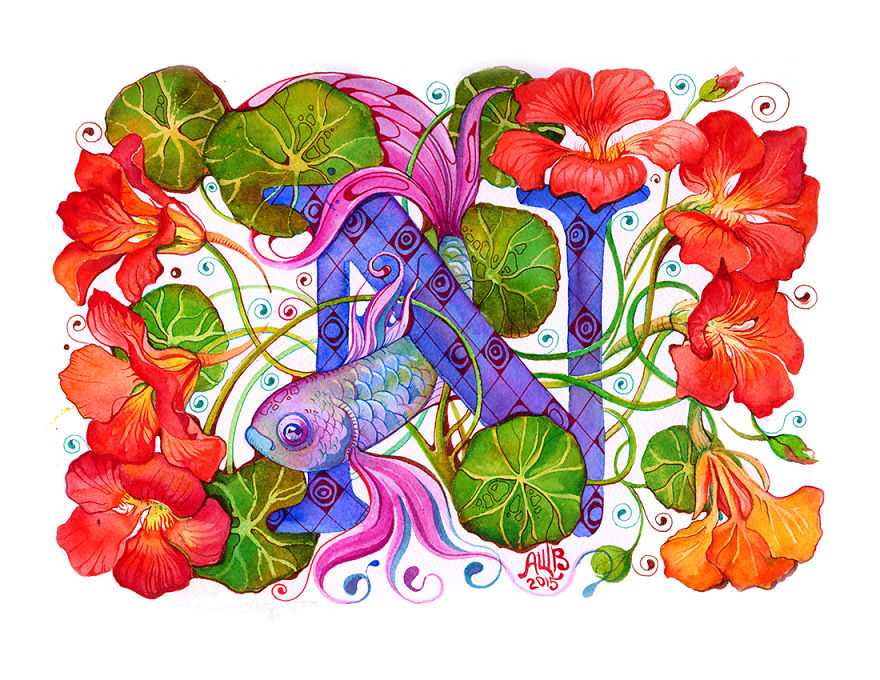 Flower Alphabet That I Drew For My 1-Year-Old Son