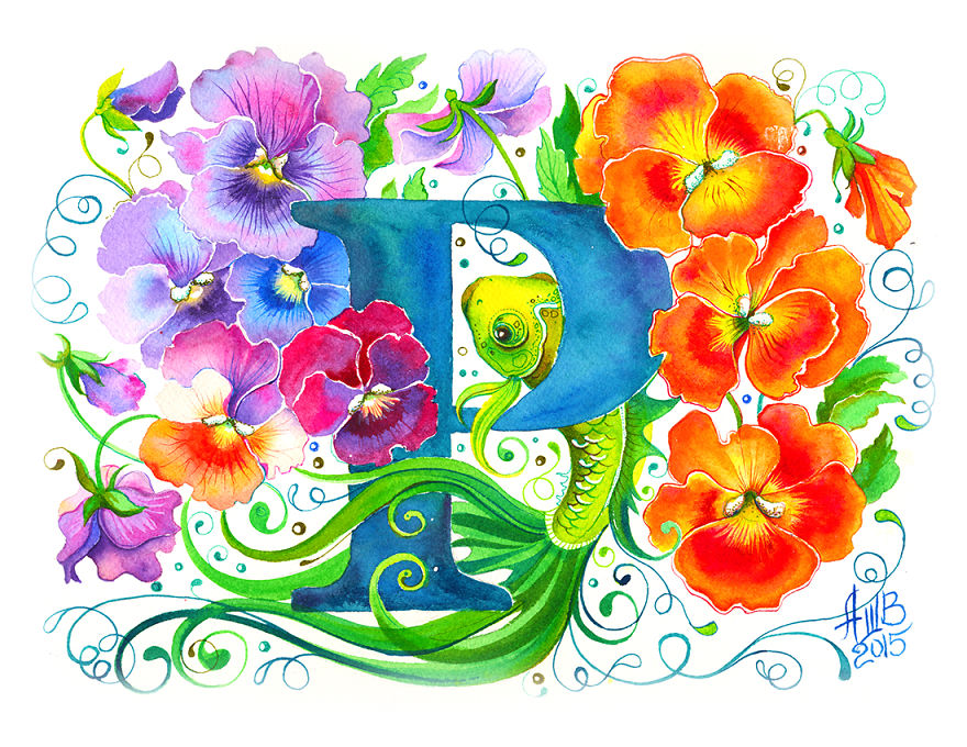 Flower Alphabet That I Drew For My 1-Year-Old Son