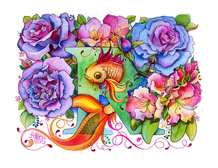 Flower Alphabet That I Drew For My 1-Year-Old Son