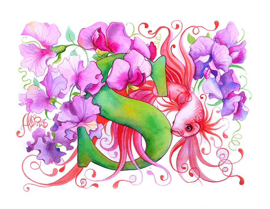 Flower Alphabet That I Drew For My 1-Year-Old Son