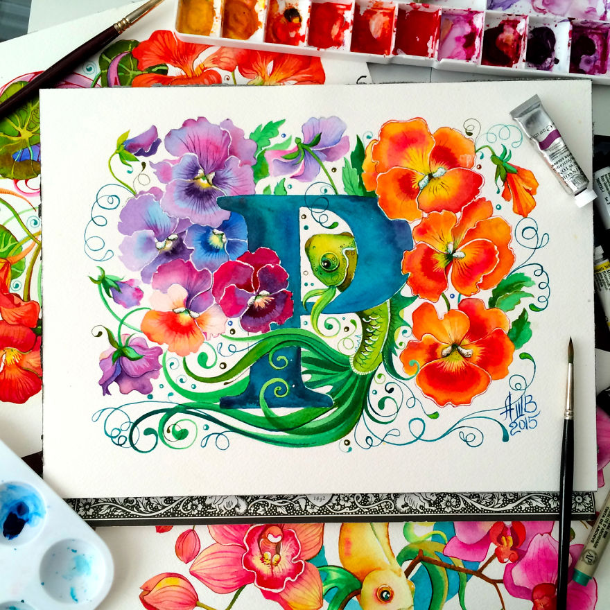 Flower Alphabet That I Drew For My 1-Year-Old Son