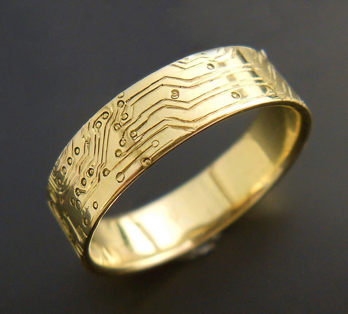 Gold Circuit Board Ring