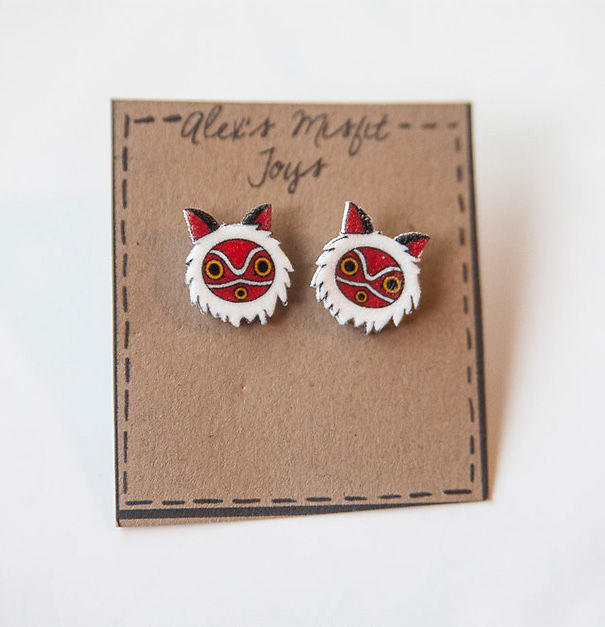 Princess Mononoke Inspired Mask Earrings