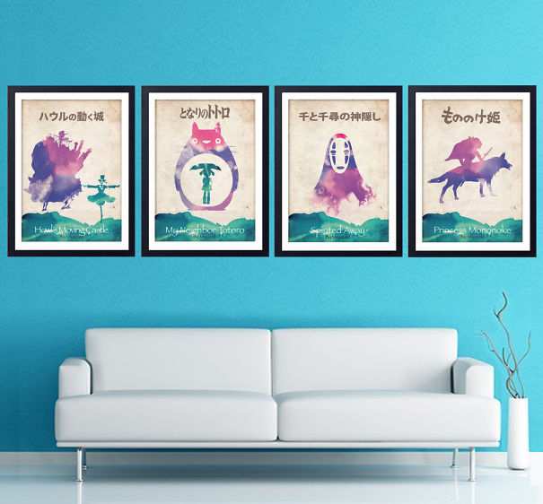 Hayao Miyazaki Minimalist Movie Poster Set