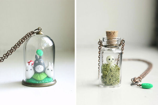 Totoro And Kodama Tree Spirit Terrarium Necklaces