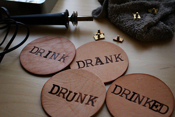 Burned Leather Coasters