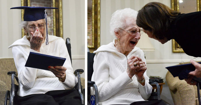 97-Year-Old Cries Tears Of Joy After She Finally Gets Her High School Diploma