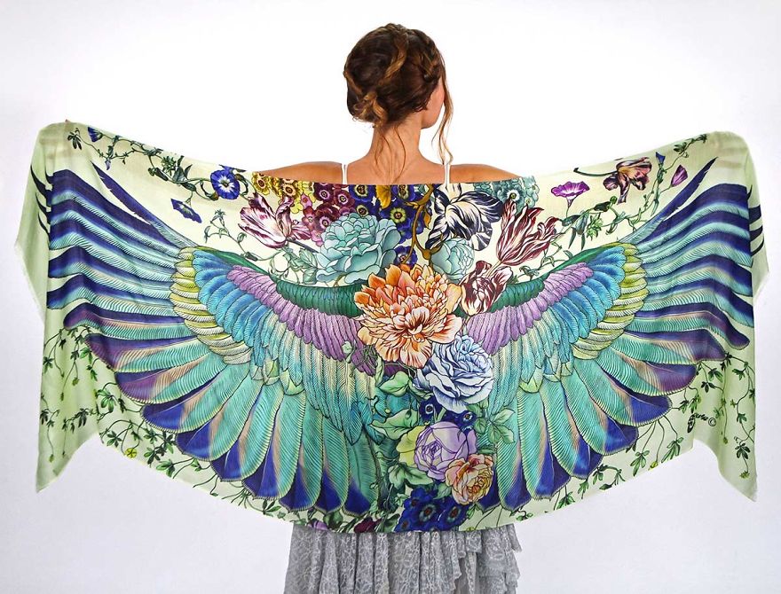 New Hand-Drawn Winged Scarves That Will Turn You Into A Bird New Hand-Drawn Winged Scarves That Will Turn You Into A Bird