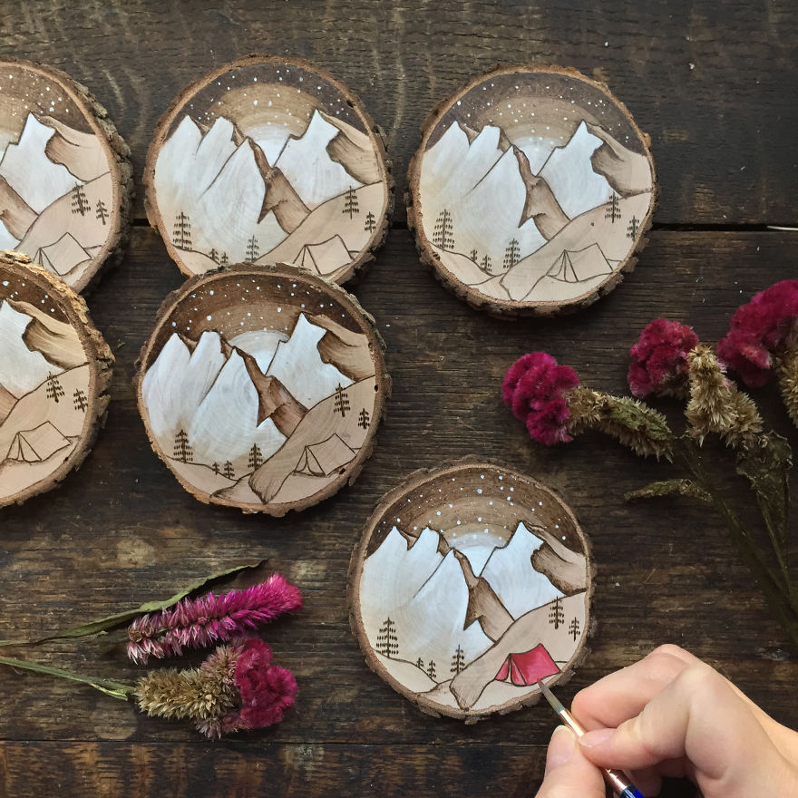 I Quit My Boring Office Job To Start Making Mini Paintings On Recycled Wood