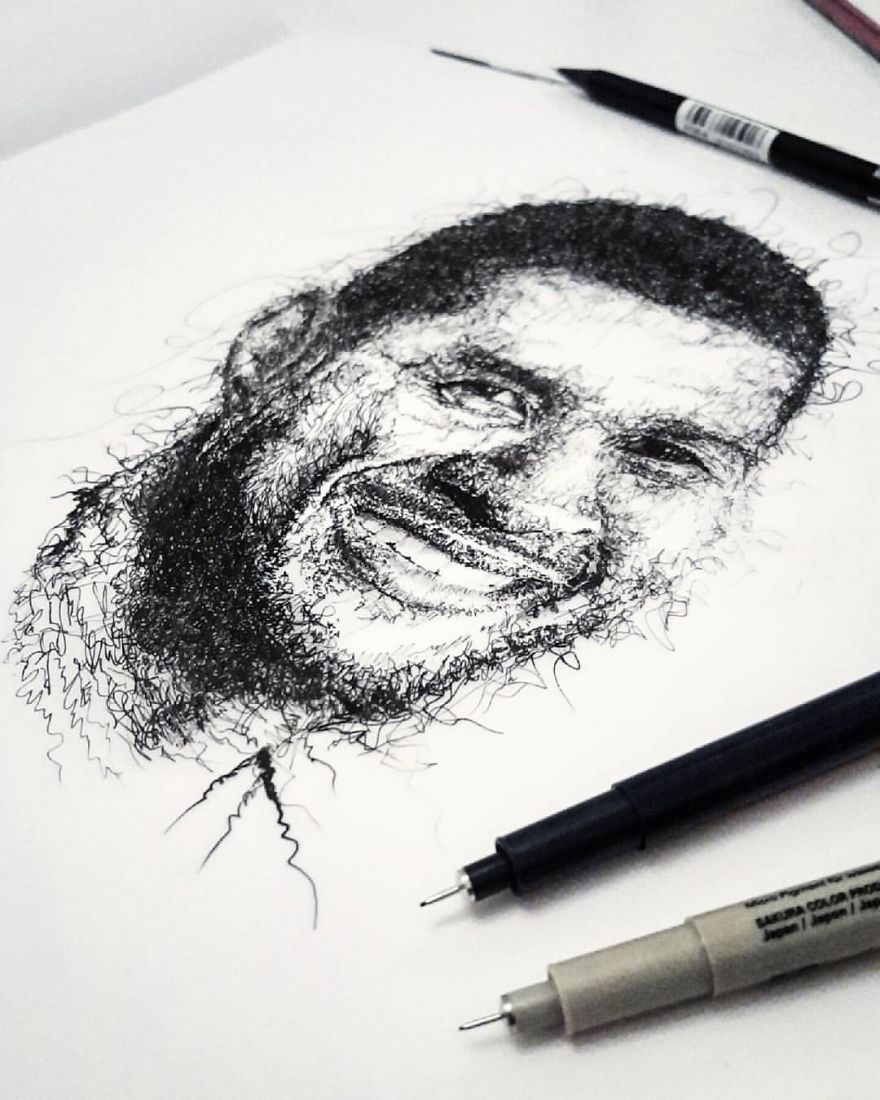 I Created These Colorful Celebrity Portraits Using Only Pens