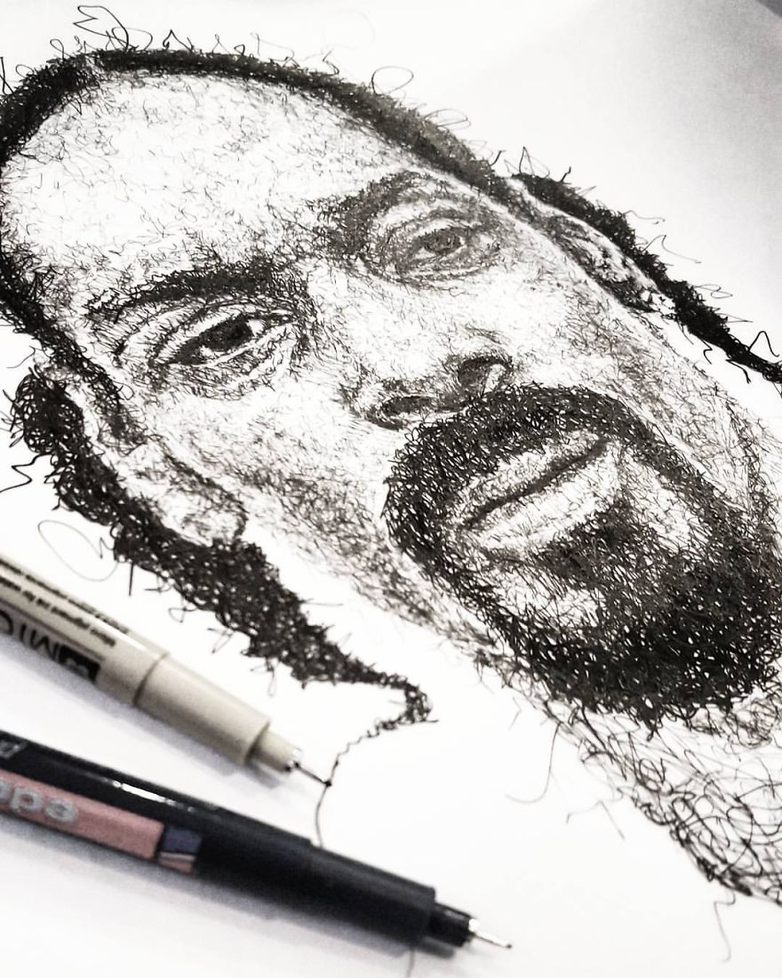 I Created These Colorful Celebrity Portraits Using Only Pens
