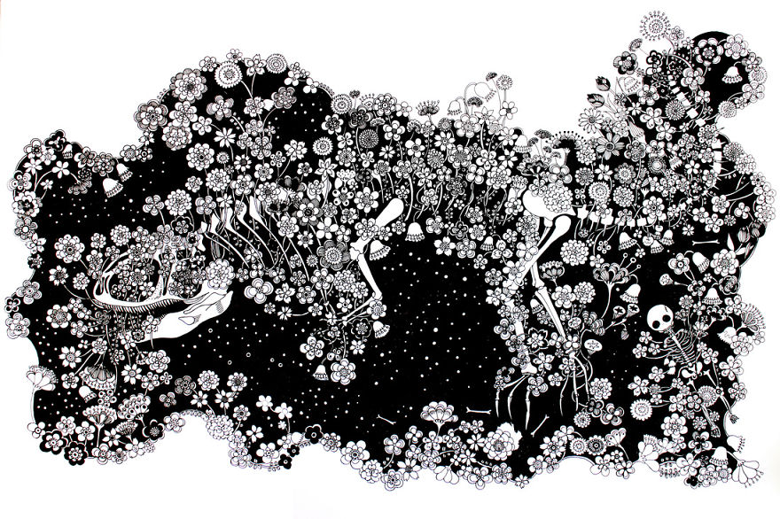 I Draw Detailed Illustrations With Black Pens On White Paper