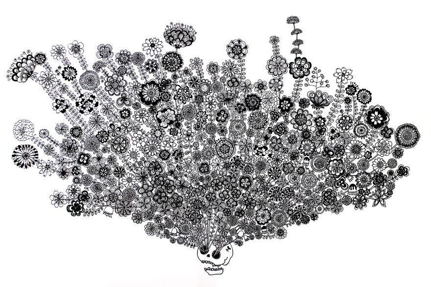 I Draw Detailed Illustrations With Black Pens On White Paper