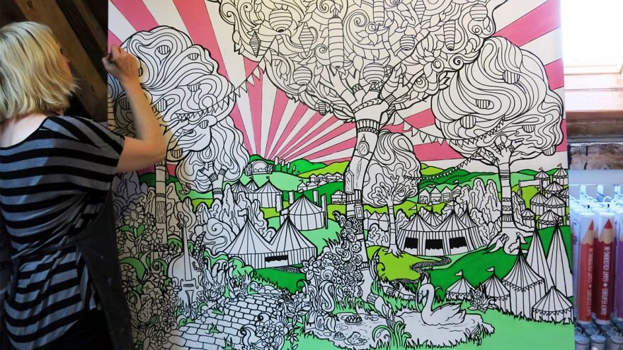 I Make Giant Colouring Art For Thousands Of Adults To Colour Together