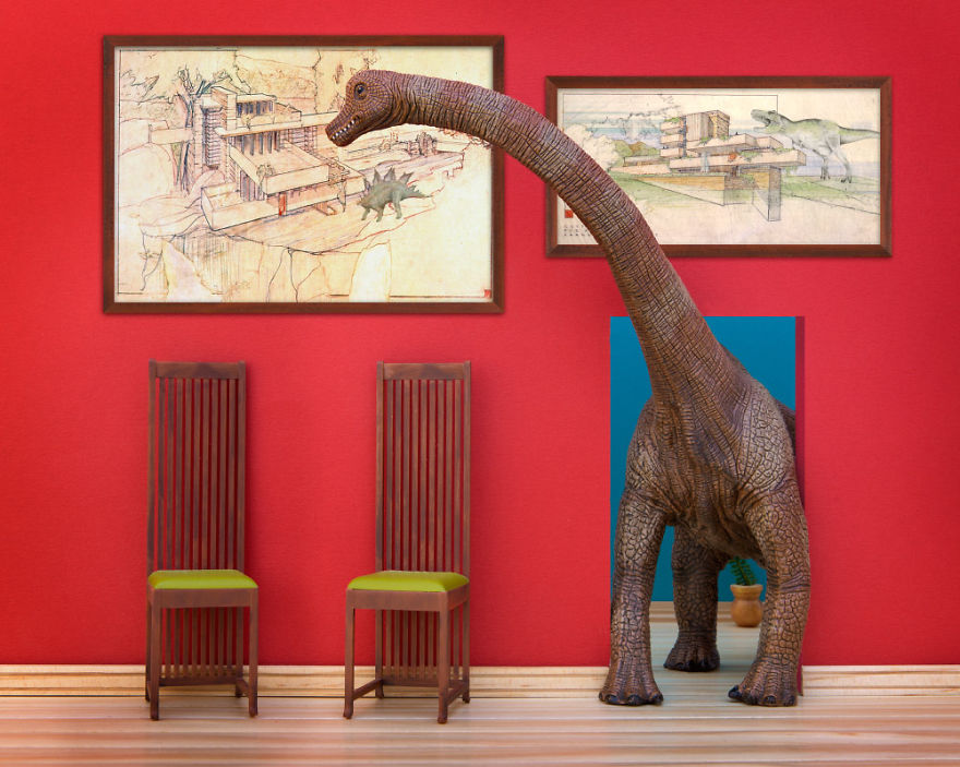 I Teach My Daughter Photography By Creating Domestic Dinosaur Scenes