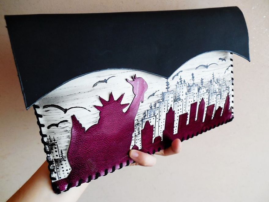 I Use 3D And Collage Techniques To Create Unique Handmade Leather Clutch Bags I Use 3D And Collage Techniques To Create Unique Handmade Leather Clutch Bags