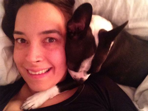 Cheek To Cheek With Pepper My Boston Terrier