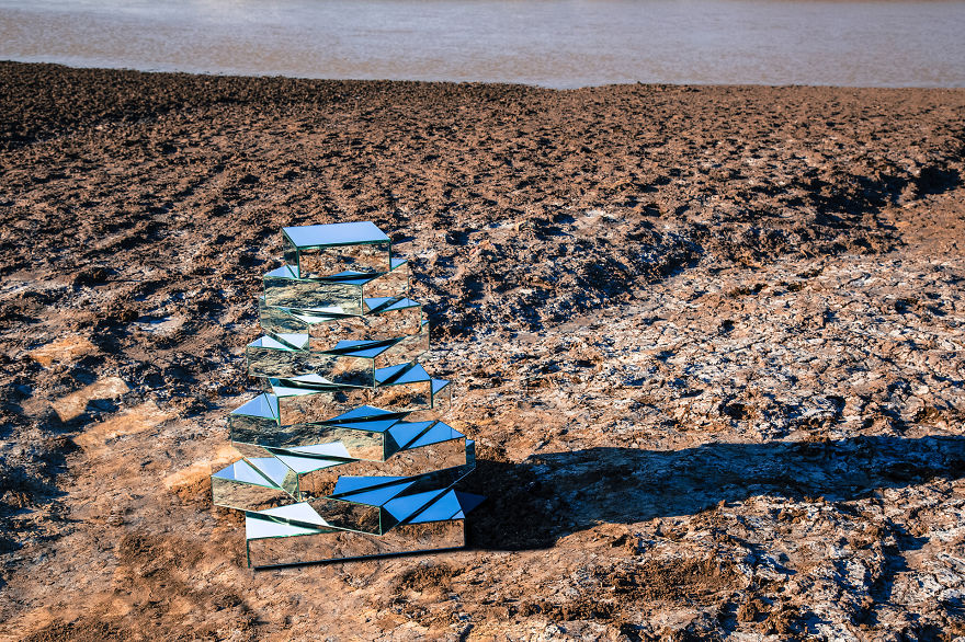 Mirrored Babel Tower That We Made To Move According To The Weather Conditions