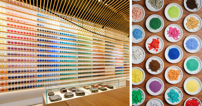 4,200 Pigments Lined Up On Japanese Paint Supply Store’s Walls To Support Traditional Art Techniques