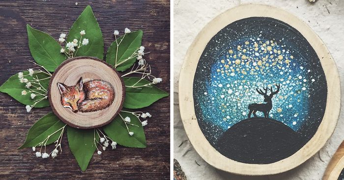I Quit My Boring Office Job To Start Making Mini Paintings On Recycled Wood
