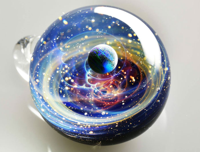 Space Glass: Planets And Galaxies Trapped In Tiny Glass Pendants By Japanese Artist