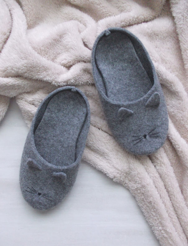 Cat Felt Slippers