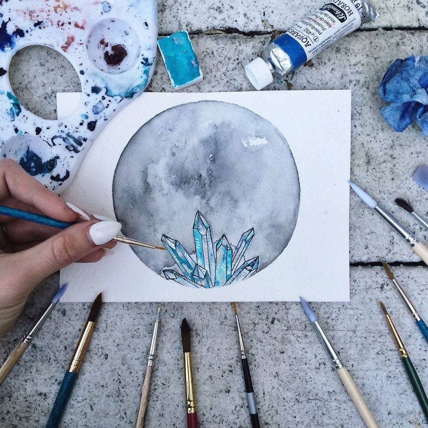 I Watercolor Healing Moons And Crystals To Bring Light To Our Broken And Hurting World