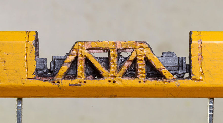 I Found A Carpenter Pencil In The Shop And Carved It Into A Train On Rails I Found A Carpenter Pencil In The Shop And Carved It Into A Train On Rails