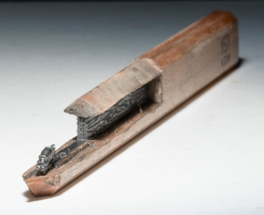 I Found A Carpenter Pencil In The Shop And Carved It Into A Train On Rails I Found A Carpenter Pencil In The Shop And Carved It Into A Train On Rails