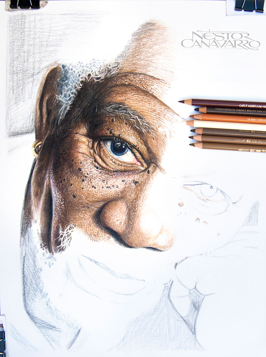 My 50-Hour High-Detail Drawing Of Morgan Freeman In Color Pencils