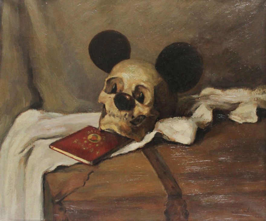 French Artist Restores Flea Market Paintings And Adds His Own Stories To Them