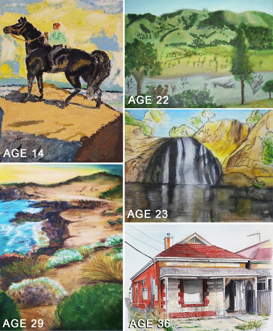 My Work From Age 14 To 36 - First Starting Out With Acrylics And Then Moving Onto Watercolours