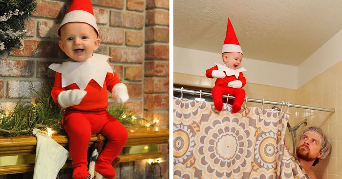 Dad-Of-Six Turns His Baby Into Adorable Elf On The Shelf