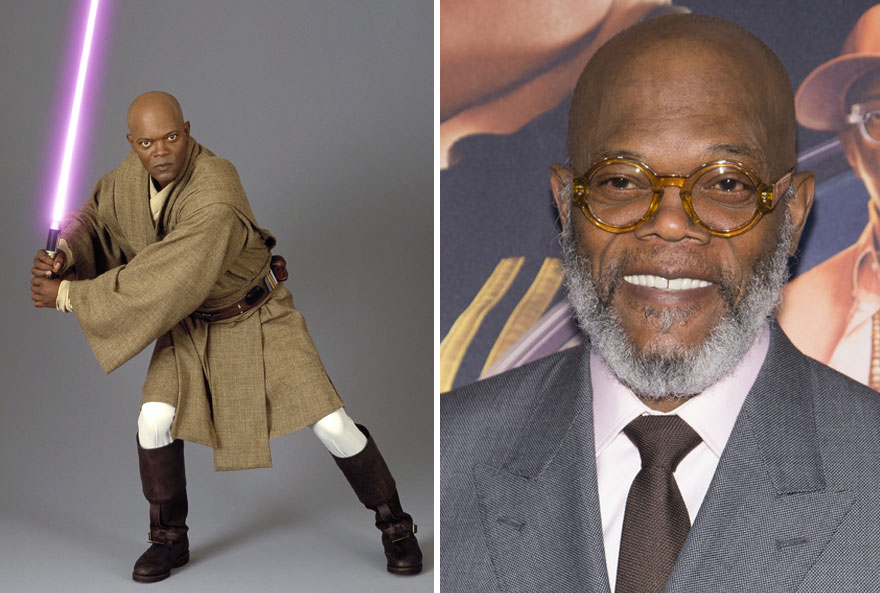Samuel L Jackson As Mace Windu, 2005 And 2015