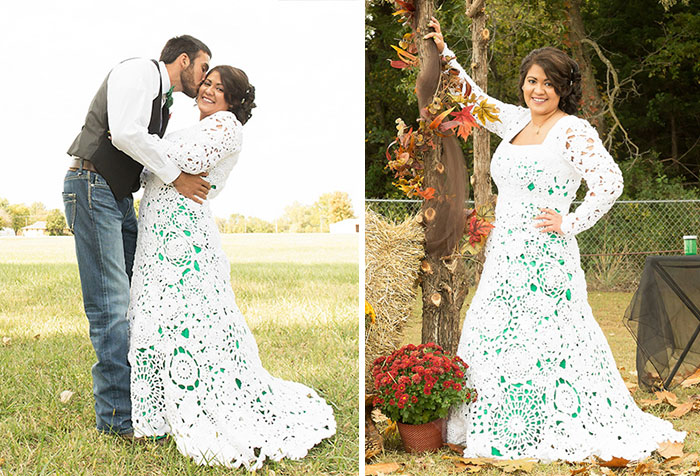 Bride Spends 8 Months Crocheting Her Own $70 Wedding Dress, And It Looks Like A Million Dollars