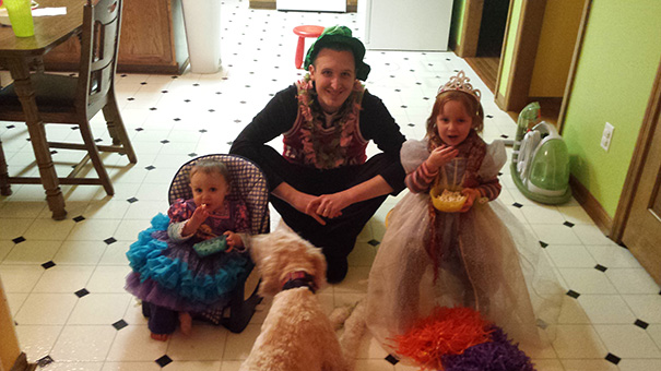 Daddy Playing Dress Up With His Girls