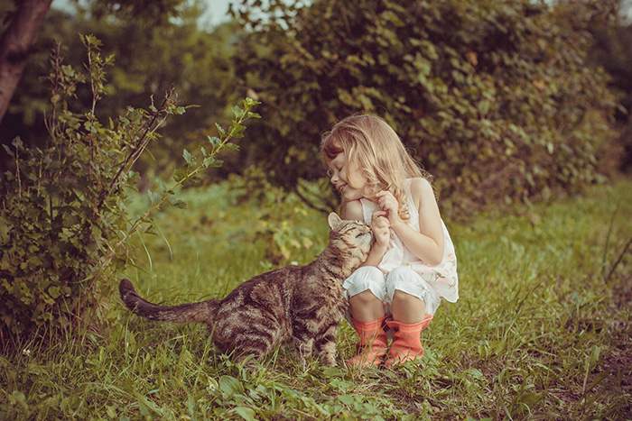 Girl With Her Cat