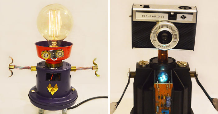 I Make Robot Lamps From Found Objects