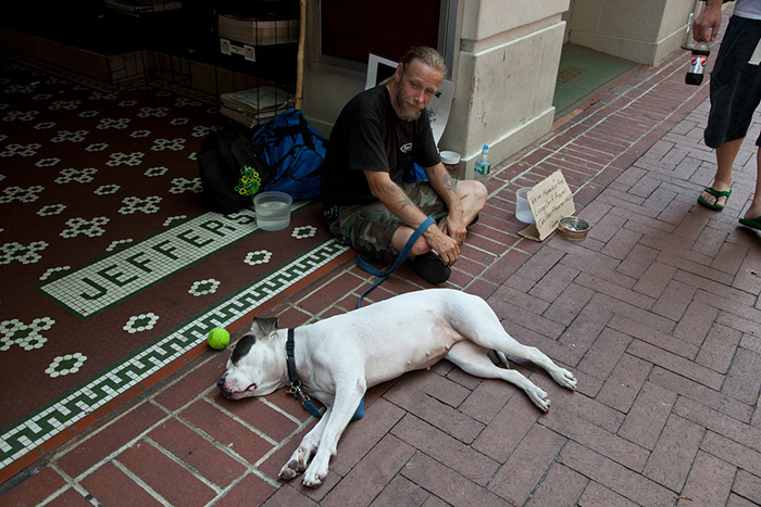 Homeless Man With His Dog
