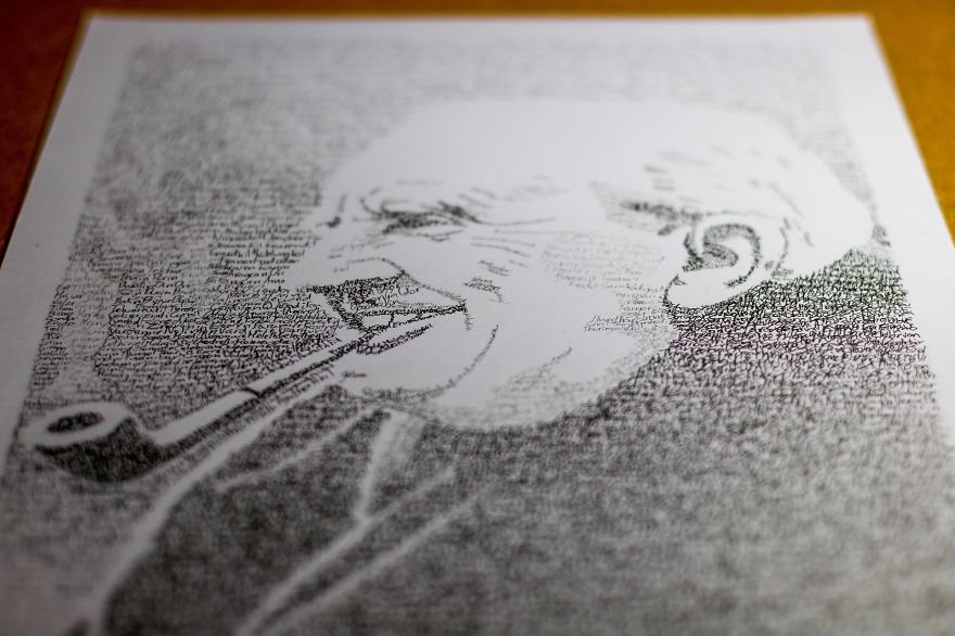 I Used An Ink Pen To Make Tolkien's Portrait Out Of His Words