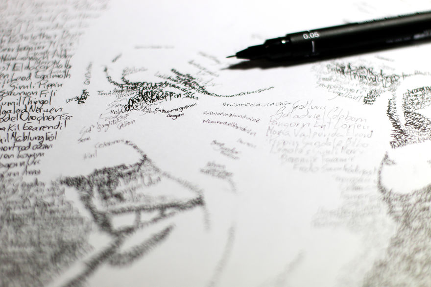 I Used An Ink Pen To Make Tolkien's Portrait Out Of His Words
