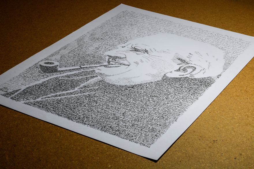 I Used An Ink Pen To Make Tolkien's Portrait Out Of His Words