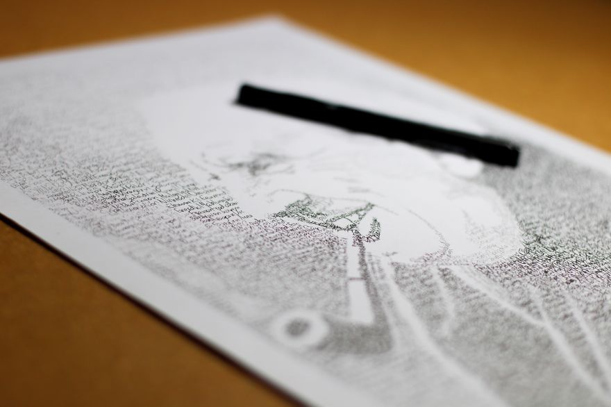 I Used An Ink Pen To Make Tolkien's Portrait Out Of His Words