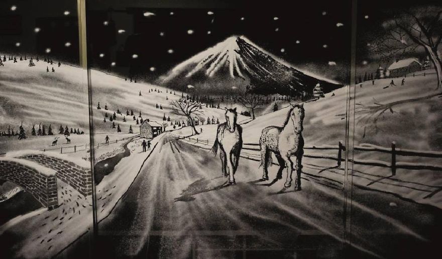 Window Snow Art That I Created Using Snow Spray