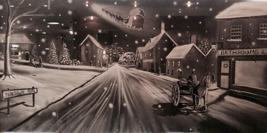 Window Snow Art That I Created Using Snow Spray