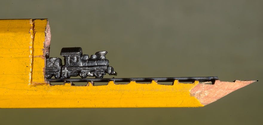I Found A Carpenter Pencil In The Shop And Carved It Into A Train On Rails I Found A Carpenter Pencil In The Shop And Carved It Into A Train On Rails